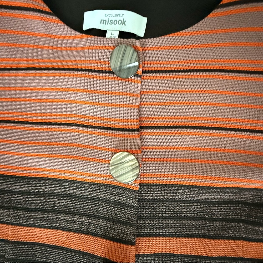 EUC Misook Striped Knit Jacket / Cardigan Size Large - Picture 8 of 8